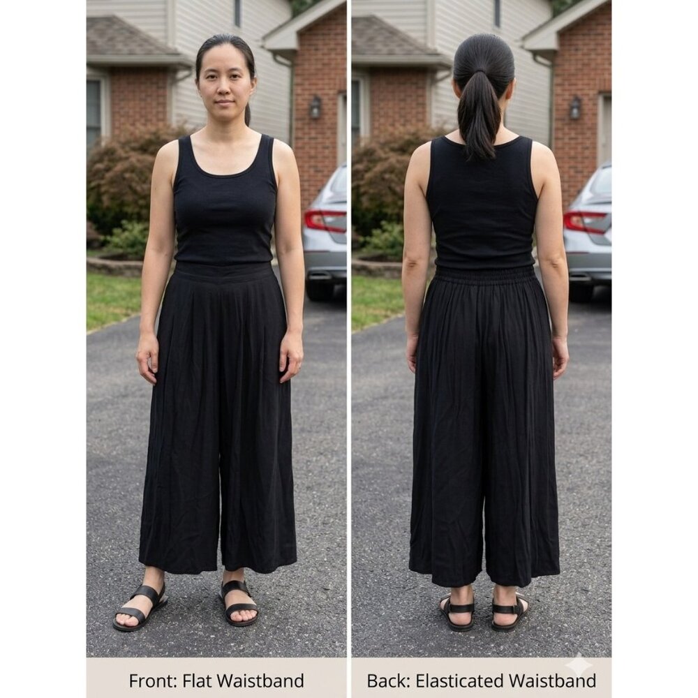 Vintage Leslie Fay Options II 16W Black Rayon Culotte Gaucho Skirt Pants 90s